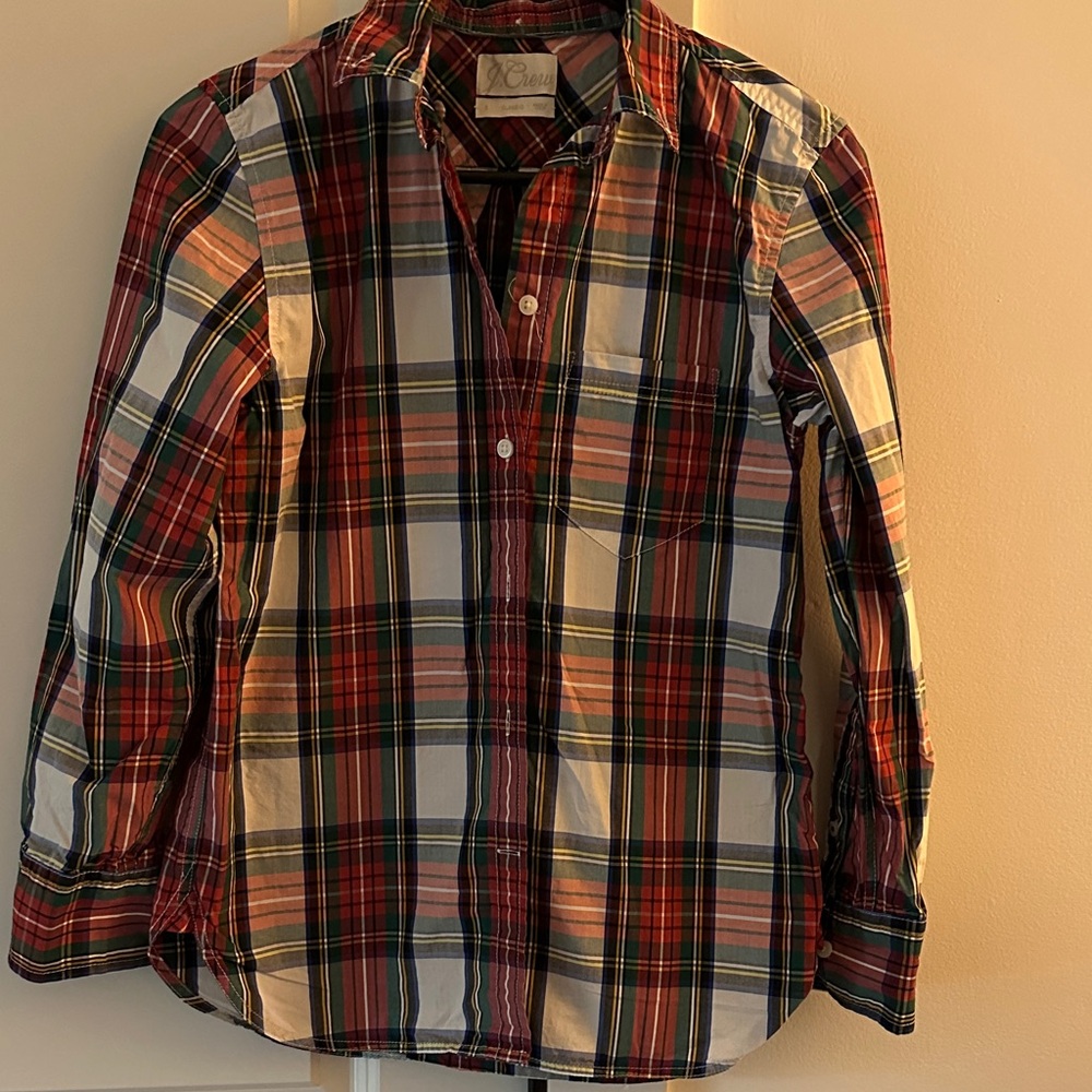 J Crew Women’s Button Down Stewart Plaid Classic Fit 0